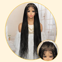 African Braided Hair Wigs Synthetic Full Lace Cornrow Knotless Crochet Braids Wig