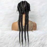 26 Inches Synthetic Lace Front Dutch Twins Cornrows Braids Wig With Baby Hair