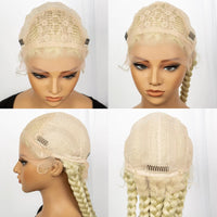 Blonde 613 Synthetic Lace Frontal Cornrow Braided Wigs 24 Inches Knotless With Baby Hair