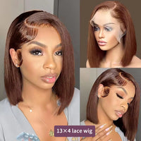 Brown Straight Bob HD Lace Human Hair Wig for Women - Image 2