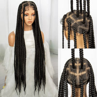34 inches Synthetic Transparent Full Lace Braided Wigs Knotless Box Braids Wig