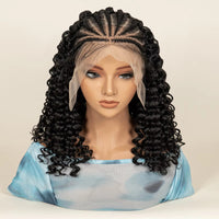 16Inch Synthetic Cornrow Braided Wigs With Baby Hair Deep Wave 13X6 Lace Wigs