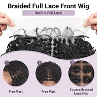 Double Full Lace Twist Box Braided Wigs Short Curly Braided Bob Synthetic Wig with Baby Hair