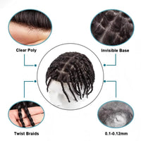 Twist Braids Wig For Man Indetectable Male Hair Prosthesis Crochet Braids Toupee Hair Men Braided Skin Hair System