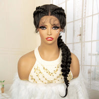 Lace Front 24 Inches Synthetic Fishtail Cornrow Braided Wigs with Baby Hair