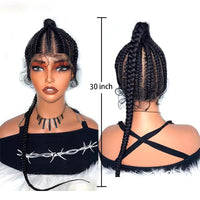 30" Cornrow Braided Wigs Ponytail Synthetic Full Lace Wig Super Lightweight With Baby Hair