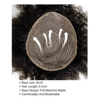 Black Curly Kinky Toupee Human Hair Toupee for Men - Image 3