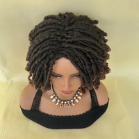 Locs Afro Bob Braided Wig Synthetic Faux Locs Crochet Twist Braiding Wig