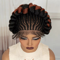Cornrow Braided Wigs Synthetic Full Lace Colored Bantu Braided Wigs Natural Knotless Braids Wigs with Baby Hair