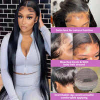 13x4 360 HD Lace Front Human Hair Wigs Bone Straight Lace Wig Brazilian Transparent Lace Frontal Human Hair Wigs For Black Women