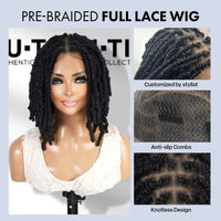 Spring Twist Braided Wigs 14inches Synthetic Full Lace Braided Wigs With Baby Hair