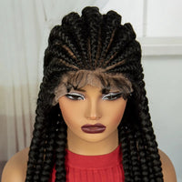 32INCH Cornrow Braided Wigs Synthetic Full Lace Knotless Braids Wig with Baby Hair