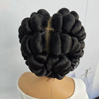 6Inch Transparent Full Lace Braided Wigs Short Cute Handmade Bantu Synthetic Knotless Braided Wigs
