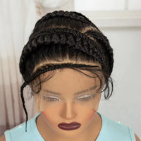 Full Lace Cornrow Braided Wigs Synthetic Handmade Bantu Braided Wigs with Baby Hair