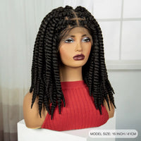 16 Inch Knotless Box Twist Braided Wigs HD Full Lace Braided Wigs with Baby Hair