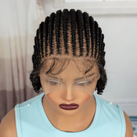 Full Lace Short Cornrow Braided Bob Wigs Synthetic Knotless Handmade Braids Wigs with Baby Hair