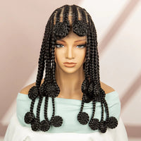 18 Inches Bantu Cornrow Braided Wigs Full Lace Synthetic Knotless Braiding Hair Wigs