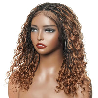 Deep Curly Ombre Honey Blonde Flexi-fit Boho Braided Short Wig 5x5 Invisi HD Lace Closure Boho Curls Braided Bob HD Glueless Wig