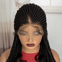 18in Knotless Cornrow Braided Wig with Wavy Ends Synthetic Full Lace Braided Wig with Baby Hair