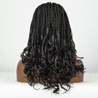 Synthetic Short Box Braided Wigs Wavy Ends 9x6 Frontal Lace Wig With Baby Hair