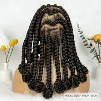 Handmade Bantu Braided Wigs Synthetic Knotless Full Lace Braided Wig with Baby Hair