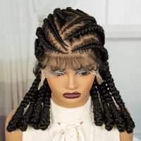 Cornrow Braided Wigs 16Inch Synthetic Full Lace Bantu Braids Wigs with Baby Hair