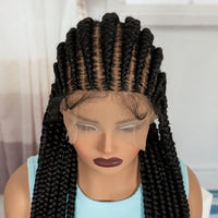 32In Full Lace Cornrow Braided Wigs Synthetic Knotless Braids Wig with Baby Hair