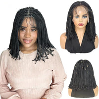 12Inch Micro Braids 6*6 Lace Front Synthetic Wigs Short Bob Box Braiding Wigs With Baby Hair