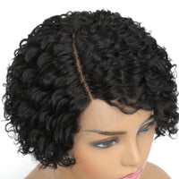 Short Curly Lace Pixie Cut Human Hair Wig with Baby Hair Side Part 13*1 Lace Frontal Wig For Women 150% Density Bob Wigs