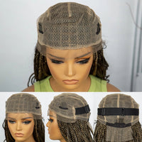 Synthetic Curly Ends Ombre Color Knotless Box Braided Wigs Full Lace Fashion Braids 34 Inches