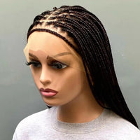 Glueless Knotless Box Braided Wig on Full Lace with Natural Root Color 1b Customizable braids