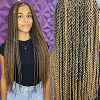 Synthetic Full Lace Senegalese Twists Braids Knotless Small Box Braided Wigs For Women 36'' Ombre Blonde Burgundy Braided Wigs