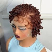 Short Bantu Braided Wigs Synthetic Full Lace Handmade Cornrow Braided Wigs with Baby Hair