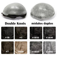 Men'S Capillary Prosthesis Men Toupee 0.06-0.08mm Strong Double Knots 100% Human Hair Mens Toupee