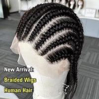 Ready To Wear Go Glueless Full Lace Human Hair Cornrow Braided Wigs For Women