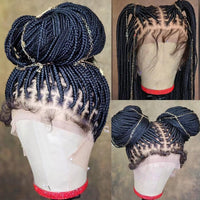 36Inch Synthetic Long Box Braided Wig Full Lace Straight Knotless Braid Wig With Baby Hair