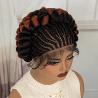 Cornrow Braided Wigs Synthetic Full Lace Colored Bantu Braided Wigs Natural Knotless Braids Wigs with Baby Hair
