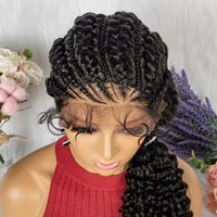 Lace Front Synthetic Cornrow Braided Wigs Natural Knotless with Baby Hair