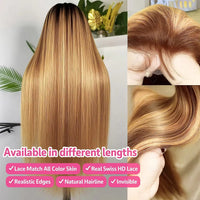 Honey Blonde & Mixed Straight HD Lace Human Hair Wig for Women - Image 3