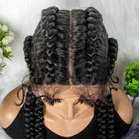 32 inches Lace Front Jumbo Knotless 4 Twist Cornrow Braided Wig