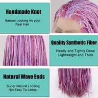 Highlight Pink Lace Front Box Braided Wigs for Women Knotless Goodess Box Braid Wig Synthetic Crochet Braiding Hair Color Wig