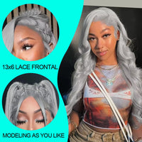 Cosplay Body Wave Silver Grey 13X4 Lace Front Wigs Human Hair 13x6 HD Lace Front Wigs Remy Brazilian 613 Colored Human Hair Wigs