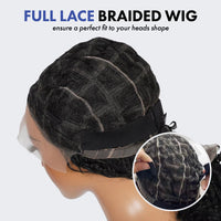 Authentic Glueless Full Lace Braided Wig Medium Knotless Boho Box Braid Spiral Curl Bob 1B 12" BW Unit9