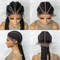 26 Inches Synthetic Lace Front Dutch Twins Cornrows Braids Wig With Baby Hair