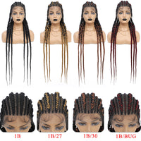Synthetic Full Lace Cornrow Box Braids Wig 36Inch Long Braided Lace Front Wigs for Women Jumbo Knotless Box Braid Lace Wigs