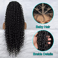 Synthetic Full Lace Water Wave Wavy Wig Knotless Faux Locs Braided Wigs