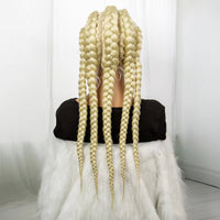 Blonde 613 Synthetic Lace Frontal Cornrow Braided Wigs 24 Inches Knotless With Baby Hair