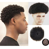 Black Curly Kinky Toupee Human Hair Toupee for Men - Image 4