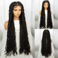 36inch Synthetic Dreadlock Locs Braided Wigs Square Knotless Lace Wig With Baby Hair