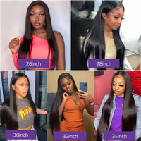 40 Inches 200% Density Brazilian Human Hair Bone Straight 13x6 HD Transparent Lace Frontal Wig For Women